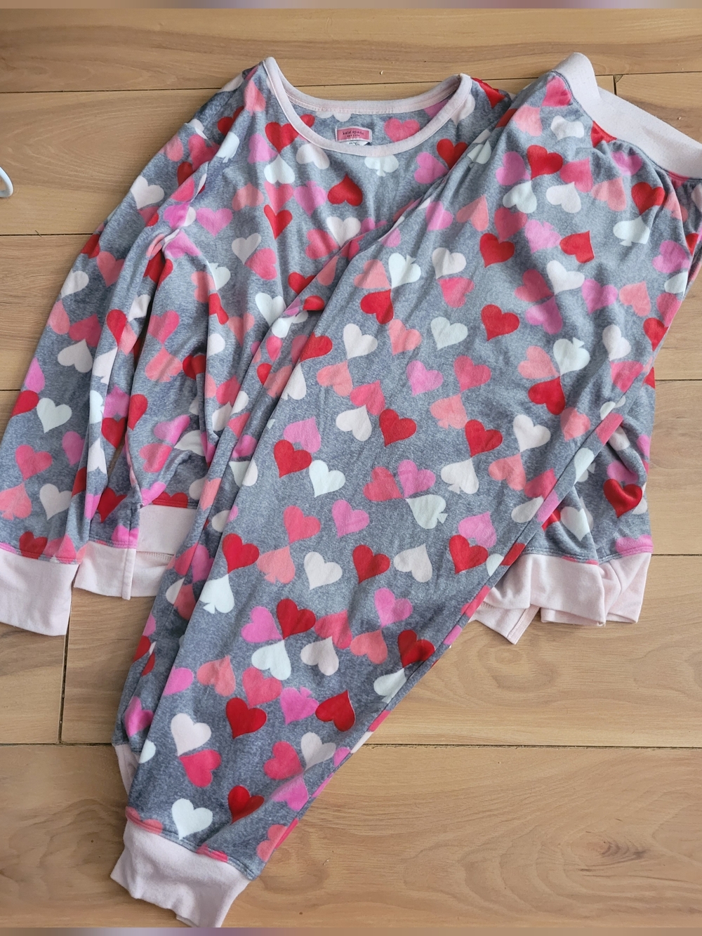 kate spade Ladies Xxl Heart-Print Pajama Set - Gray, Pink, Red, White